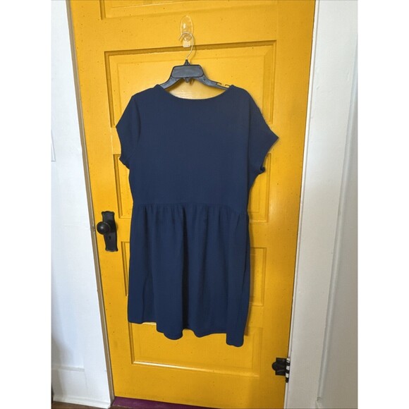 41 Hawthorn Plus Women's Short Sleeve Claudia Square Neck Dress EJ3 Navy 2X - Picture 5 of 7